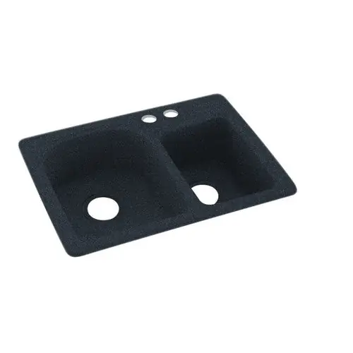 Swan Surfaces KS02518DB.015 Sink 25X18 1HL Dbl Bwl Black Galaxy