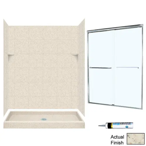 Multi Vendor Kit Parents SQP3460050-M58570CC Shower Kit SQ346050CC CHRM/CLEAR GLSS SQ TILE