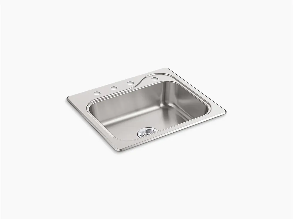 Kohler 11403-4-NA Sink 25X22 4HL 22GA SS Self-Rim SGL BWL