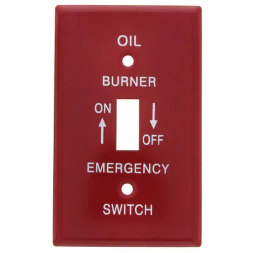 DiversiTech PI393 Red Emergency Oil Burner Cover Plate w/ White Text (4.5 x 2.75)
