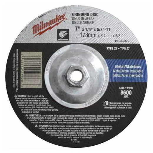 Milwaukee Tool 49-94-7020 7 in Grinding Wheel Type 27