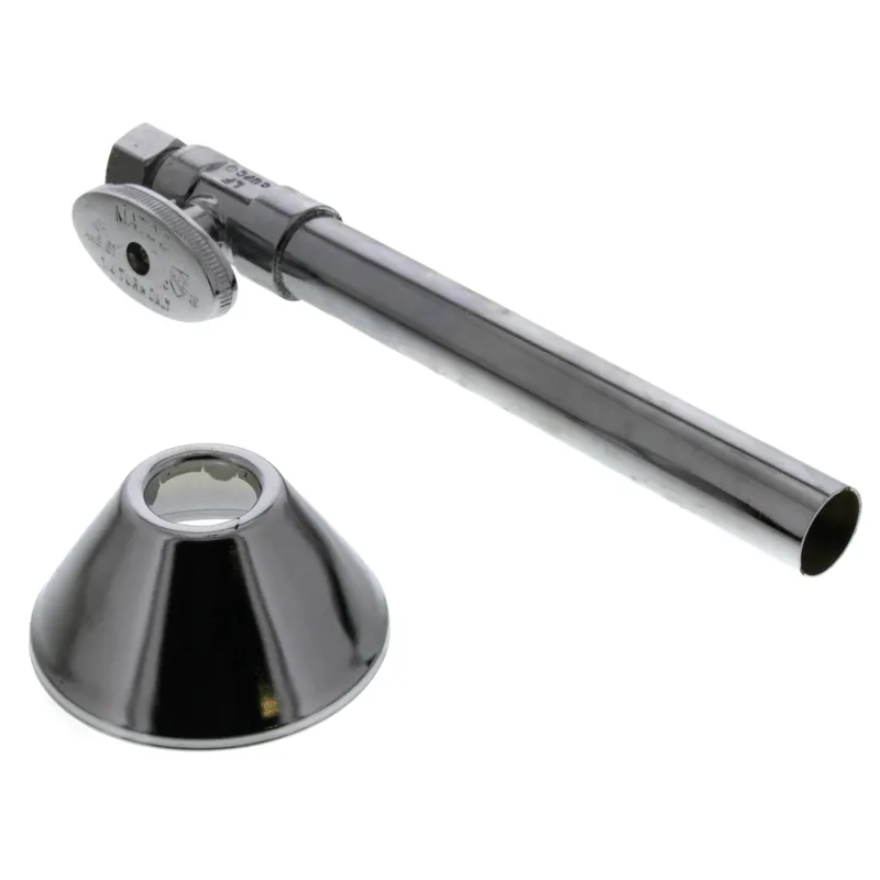 Matco-Norca 26-1040LF 1/2 Sweat x 3/8 OD Comp Straight Stop w/ 5 Ext. & Bell Escutcheon Lead Free