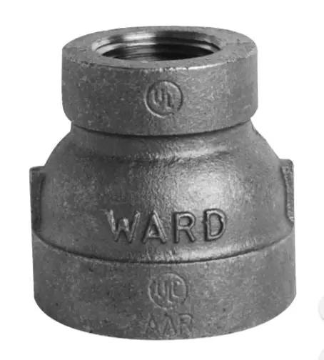 Ward 2DX1B.BMC Pipe Reducing Coupling, 2-1/2 x 1-1/4 in, FNPT, 150 lb, Malleable Iron, Black