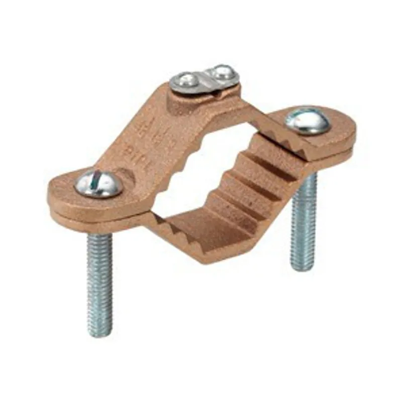 Bridgeport 1313-B Clamp, Ground, Bare Wire, Brass, Ground Pipe Grounding Electrode Size 1 1/4 - 2 Inch