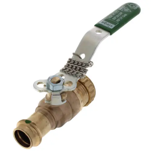 Viega 79875 1/2 ProPress x 3/4 Hose Bronze Full Port Ball Valve w/ Lockable Metal Handle (Lead Free)