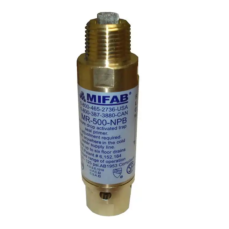 MIFAB MR500 TRAP PRIMER VLV 1/2 BRS 20 TO 80 PSI OPERATING RANGE