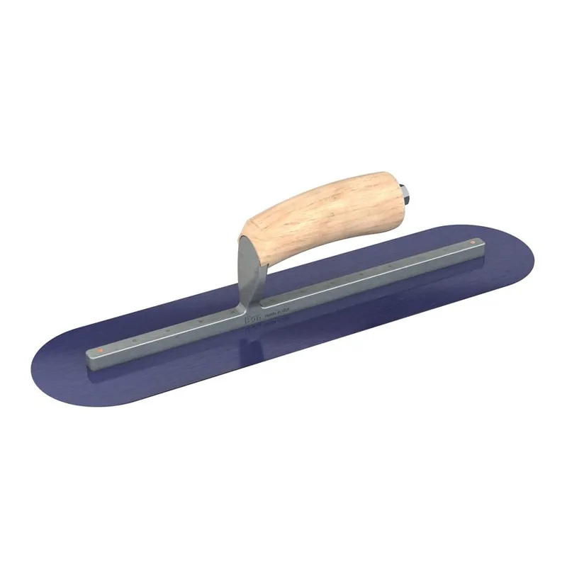 Bon Steel City 66-157 Blue Steel Finishing Trowel - Round End - 16 X 3 - Camel Back Wood Handle
