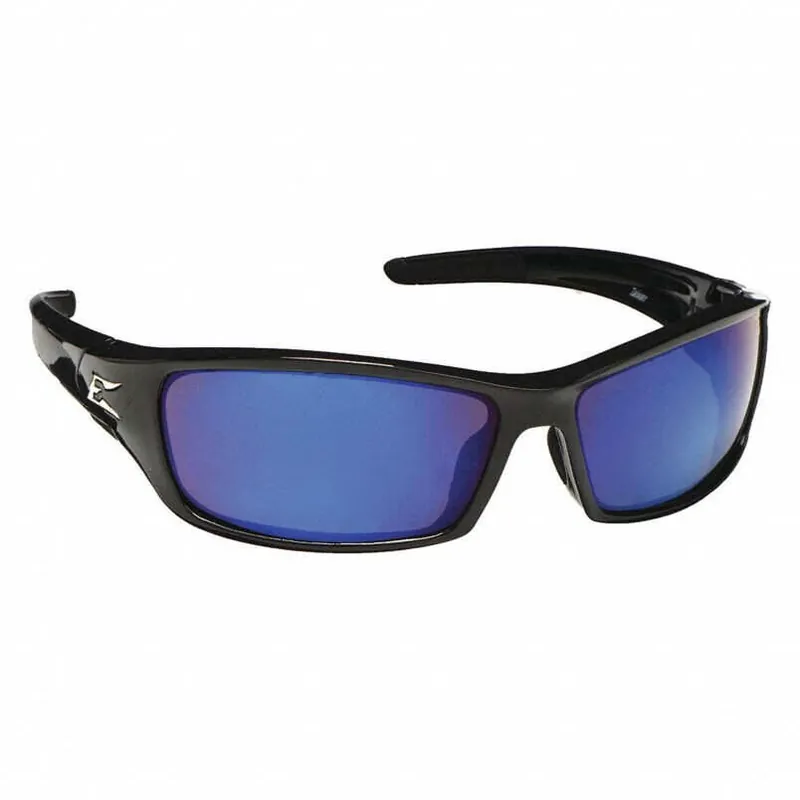 Edge Eyewear SR118 Reclus Safety Glasses, Black Frame, Blue Mirror Lens