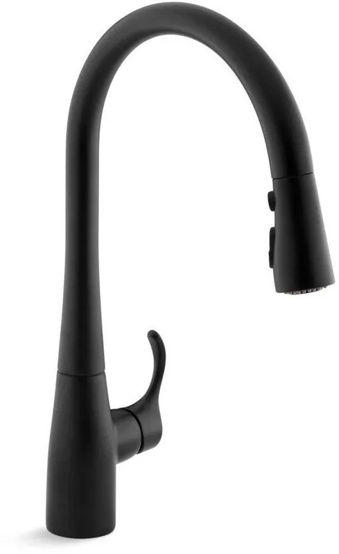 KOHLER 596-BL Simplice Single Handle Pull Down Kitchen Faucet in Matte Black