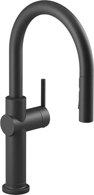 KOHLER 22972-BL Crue Single Handle Pull Down Kitchen Faucet in Matte Black