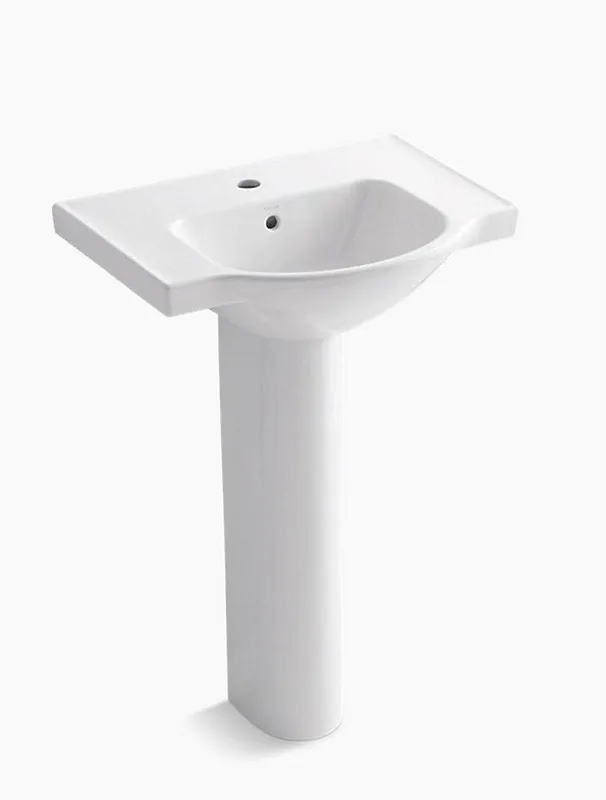 KOHLER 5266-1-0 Veer 1-Hole Pedestal Sink in White