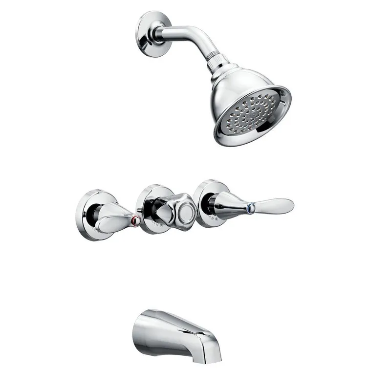 Moen 82663 Adler Three Handle Single Function Bathtub & Shower Faucet in Chrome Plated
