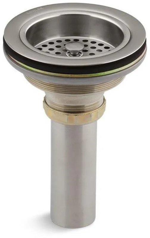 Kohler 8801-VS Duostrainer Brass Basket Strainer with Tailpiece in Vibrant Stainless
