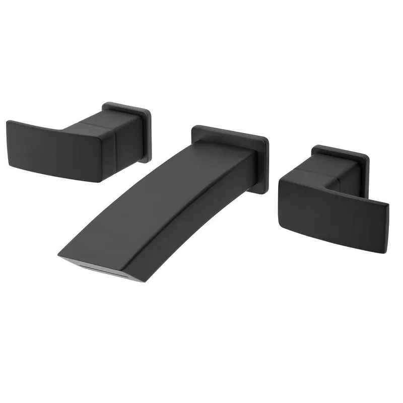 Pfister LG49-DF3B Kenzo Two Handle Wall Mount Widespread Bathroom Sink Faucet in Black