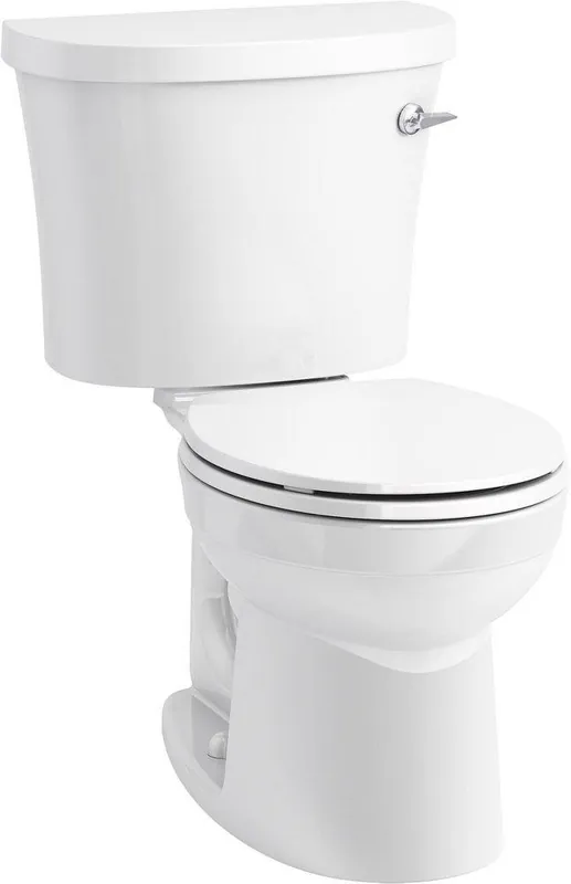 KOHLER 25097-TR-0 Kingston Two-Piece Round-Front 1.28 gpf Toilet with Right-Hand Trip Lever and Tank Cover Locks