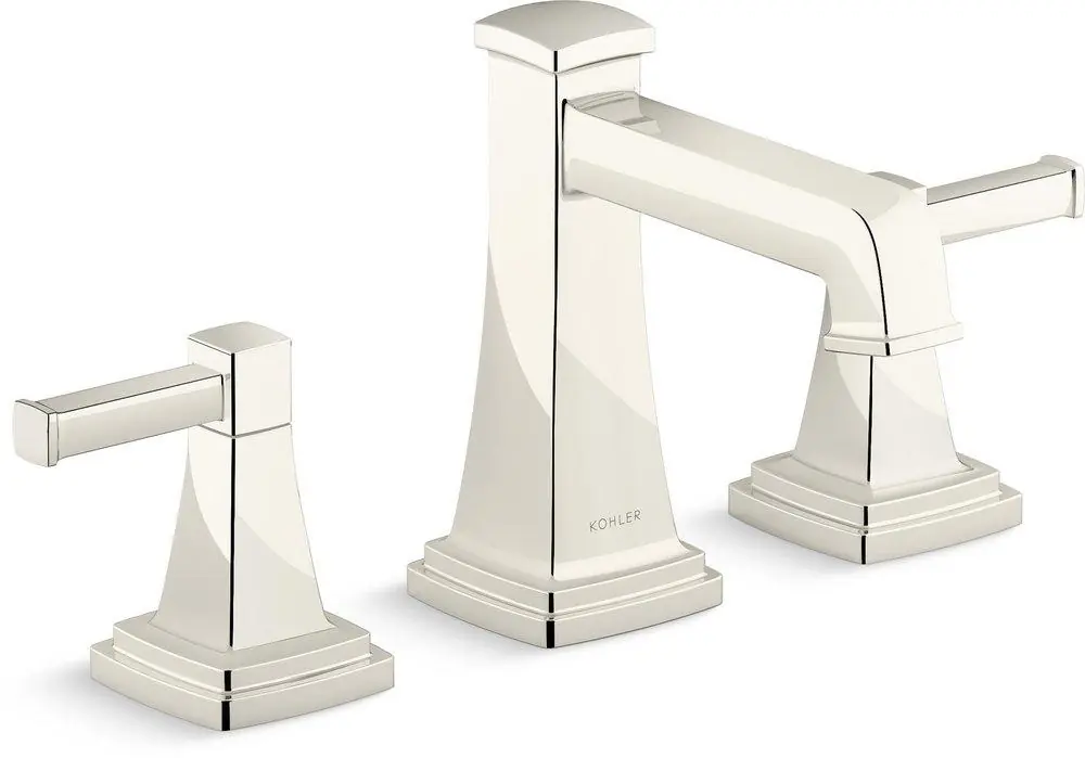 Kohler 27399-4-SN Riff Two Handle Widespread Bathroom Sink Faucet in Vibrant Polished Nickel