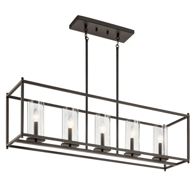 Kichler 43995OZ The Crosby 13.75in 5 Light Linear Chandelier