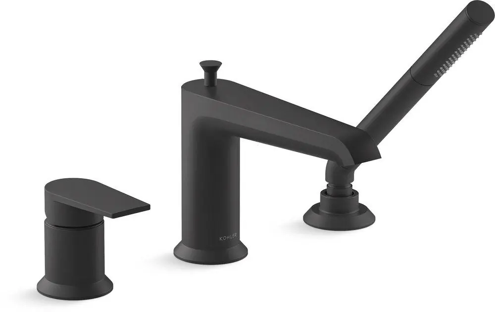 Kohler 97070-4-BL Hint Single Handle Roman Tub Faucet with Handshower in Matte Black