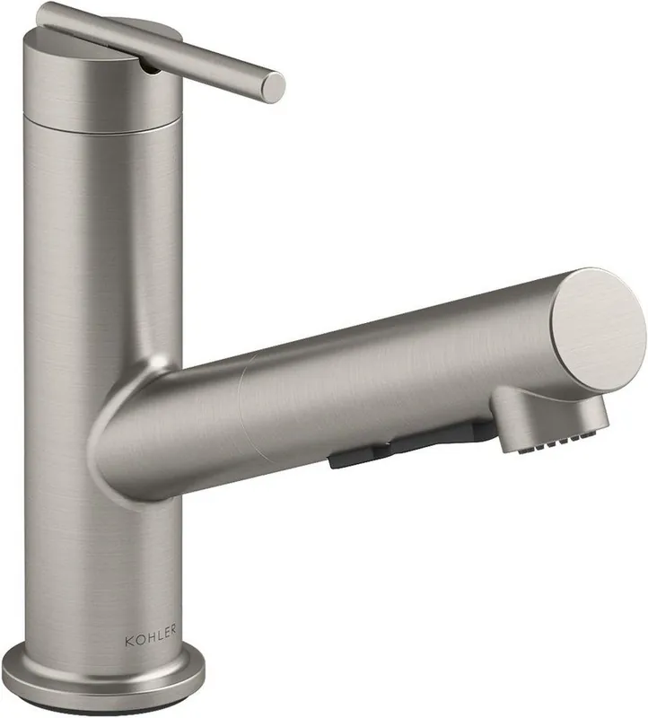 KOHLER 22976-VS Crue Single Handle Pull Out Kitchen Faucet in Vibrant Stainless