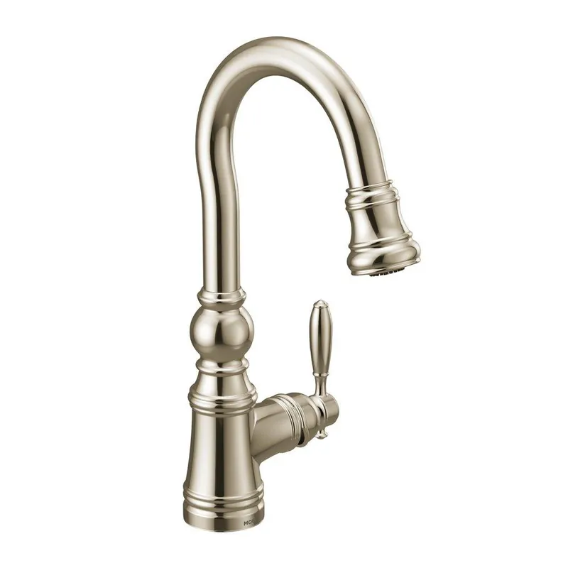 Moen S53004NL Weymouth Single Handle Pull Down Bar Faucet in Polished Nickel
