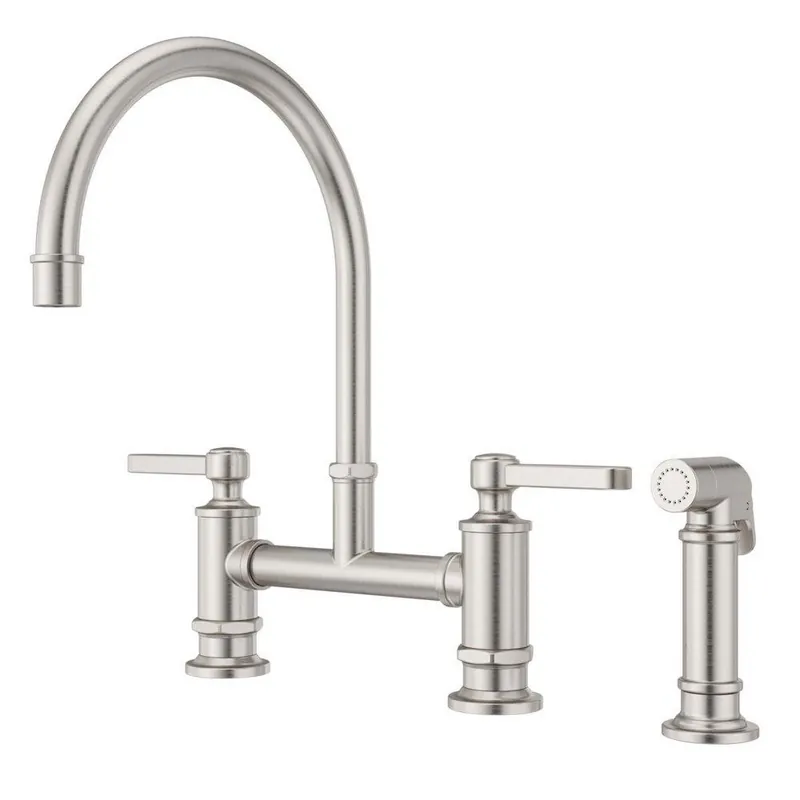 Pfister LG31-TDS Port Haven Two Handle Bridge Kitchen Faucet with Side Spray