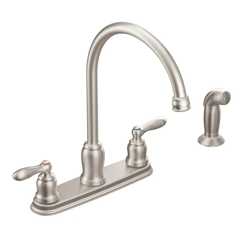 Moen CA87060SRS Caldwell Two Handle Kitchen Faucet with Side Spray in Spot Resist Stainless