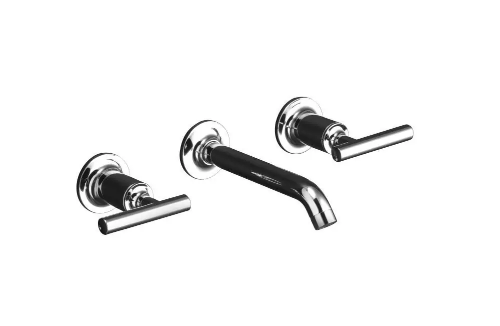 KOHLER T14413-4-CP Purist Two Handle Wall Mount Widespread Bathroom Sink Faucet