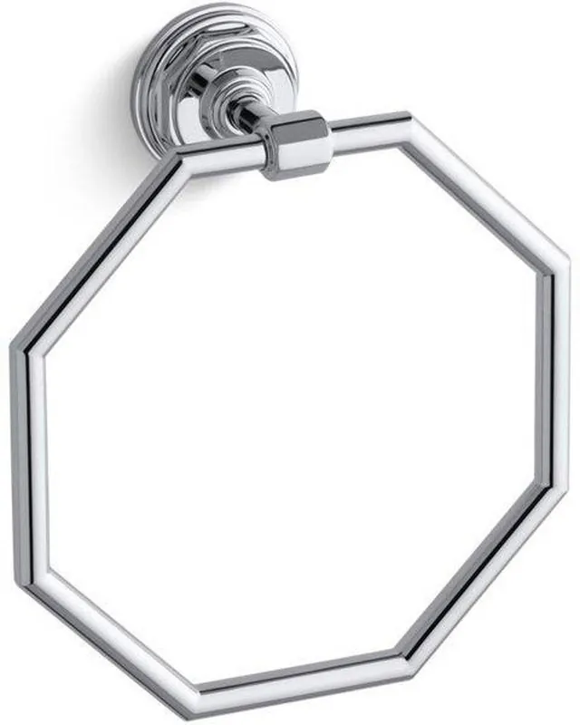Kohler 13112-CP Pinstripe Octagonal Closed Towel Ring