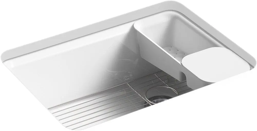 Kohler 8668-5UA2-0 Riverby 27 x 22 in. 5-Hole Cast Iron Single Bowl Undermount Kitchen Sink