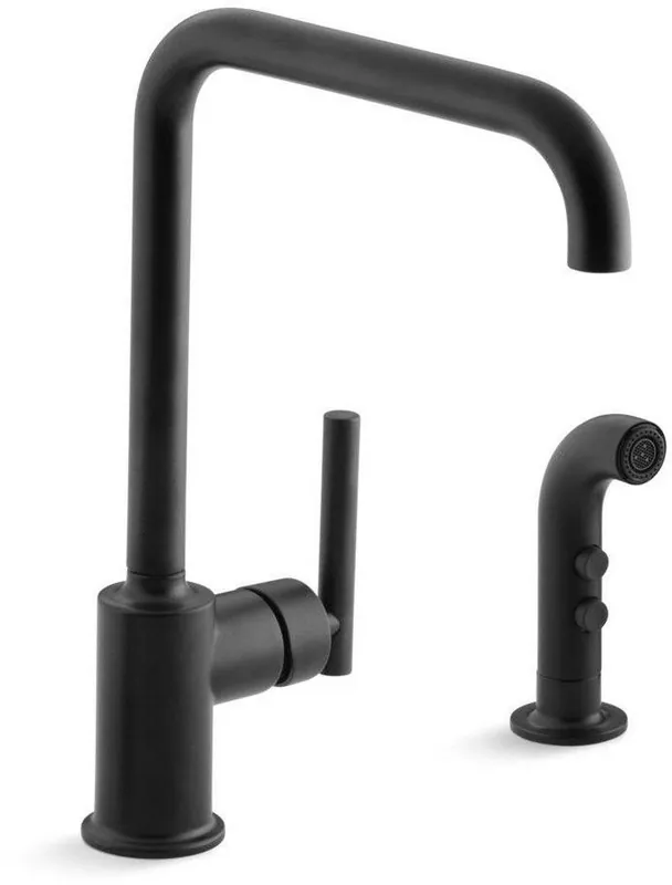 KOHLER 7508-BL Purist Single Handle Kitchen Faucet with Side Spray