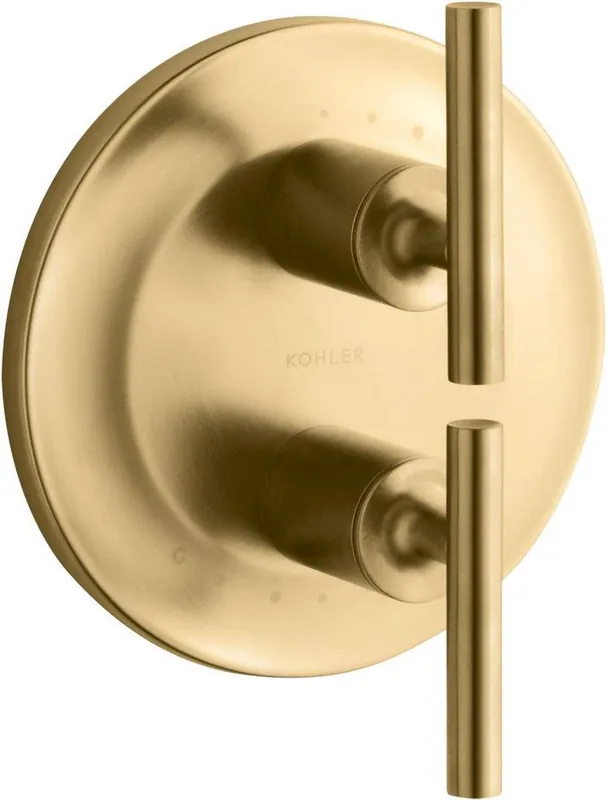 Kohler T14489-4-2MB Purist Two Handle Thermostatic Valve Trim in Vibrant Brushed Moderne Brass