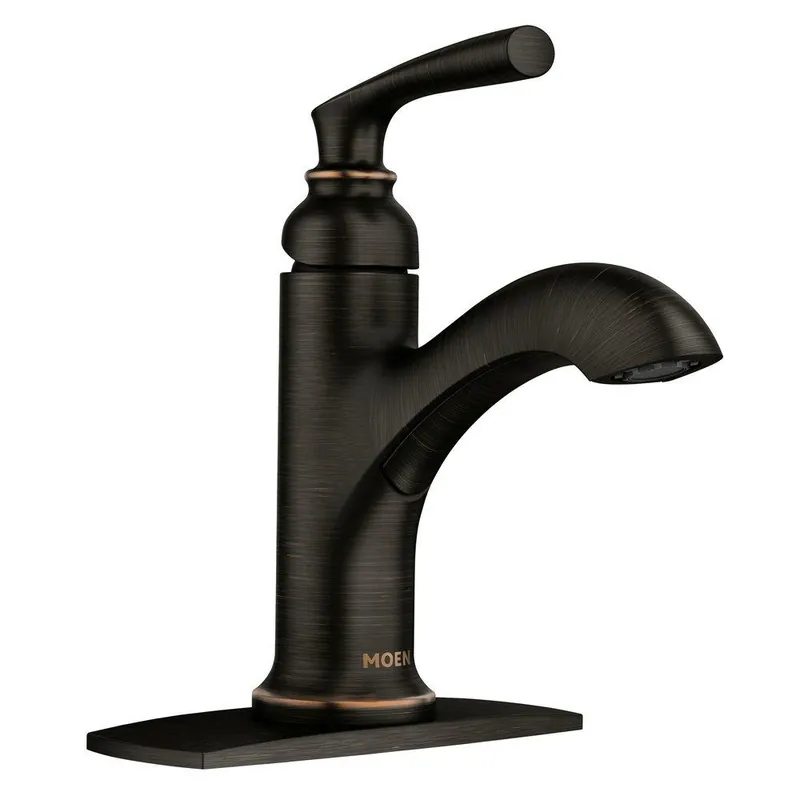 Moen 84535BRB Hilliard Single Handle Monoblock Bathroom Sink Faucet in Mediterranean Bronze