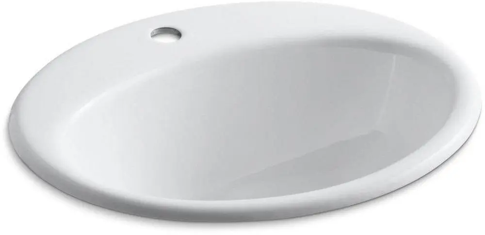KOHLER 2905-1-0 Farmington 19-1/4 x 16-1/4 in. Oval Drop-in Bathroom Sink in White