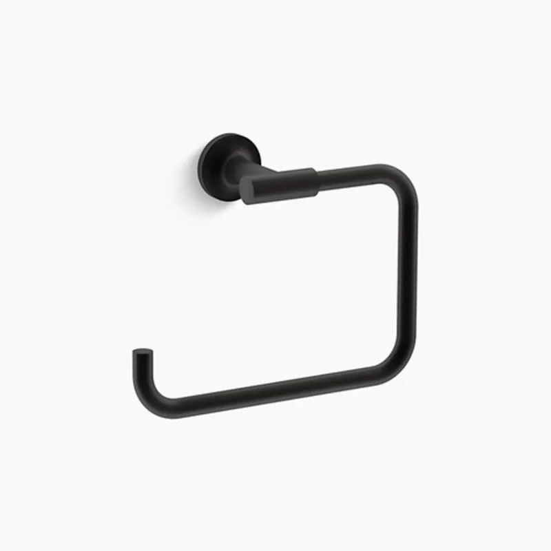KOHLER 14441-BL Purist Rectangular Open Towel Ring in Matte Black