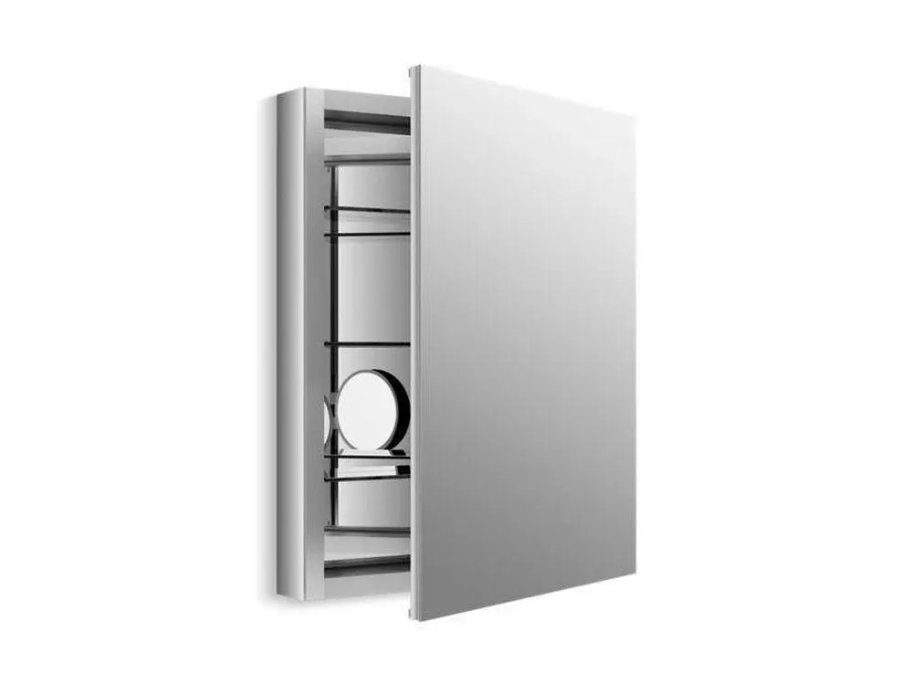 KOHLER 99007-SCF-NA Verdera 24 in Aluminum Medicine Cabinet with Adjustable Flip-Out Flat Mirror
