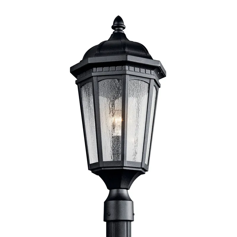 Kichler 9532BKT The Courtyard 23.75in 1 light outdoor post light with clear seeded glass