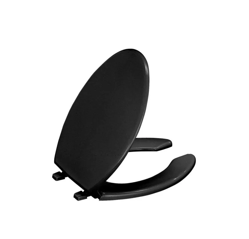 Kohler 4650-7 Lustra Elongated Open Front Toilet Seat with Cover in Black Black