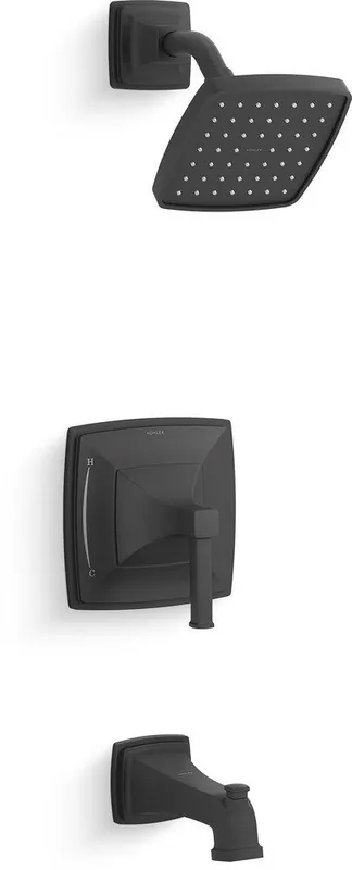 Kohler TS27403-4G-BL Riff One Handle Single Function Bathtub & Shower Faucet in Matte Black Trim Only