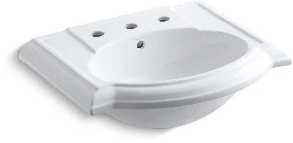 KOHLER 2287-8-0 Devonshire 24-1/8 x 19-3/4 in. Rectangular Pedestal Bathroom Sink in White