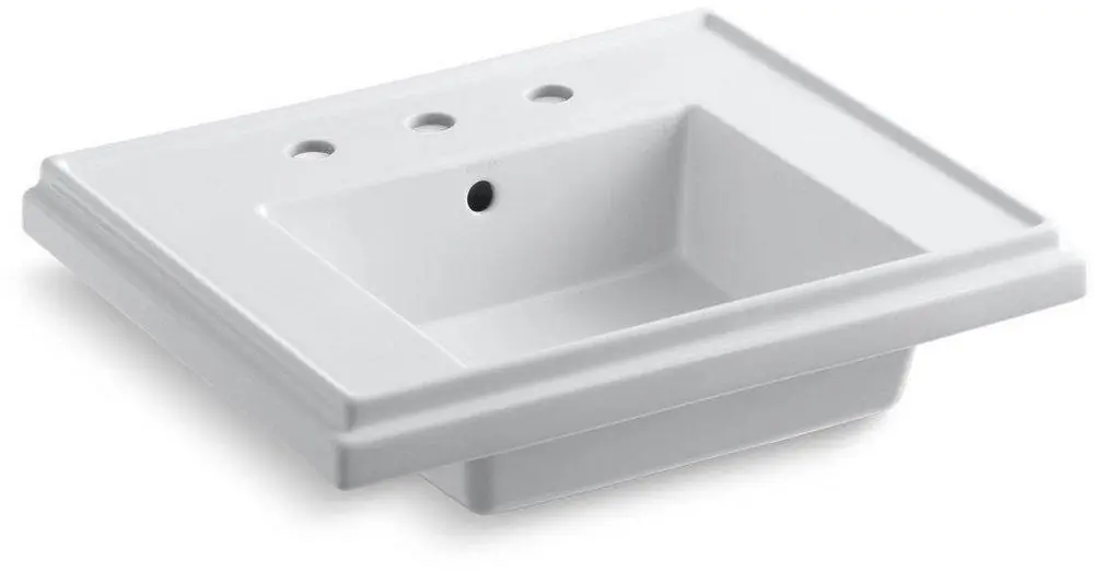 KOHLER 2757-8-0 Tresham 24 x 19-1/2 in. Rectangular Pedestal Bathroom Sink in White