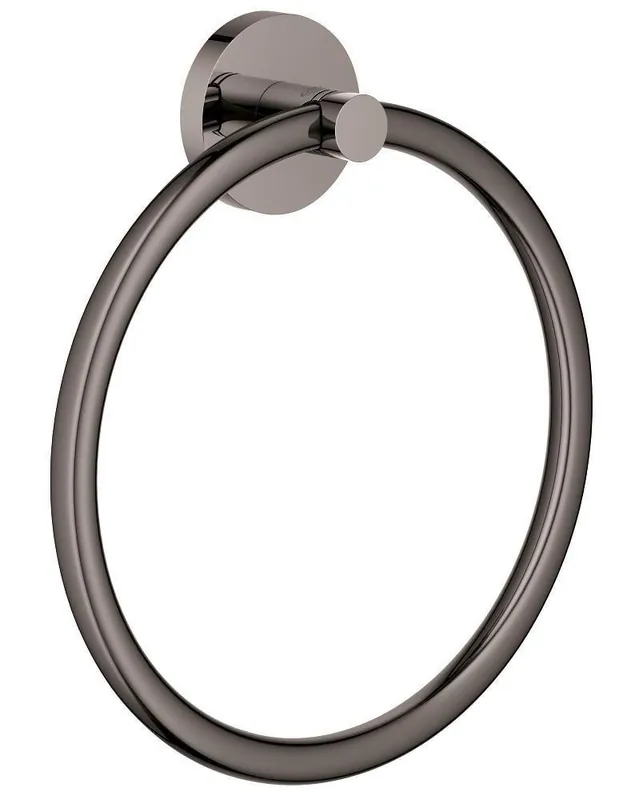 GROHE 40365A01 Essentials Round Closed Towel Ring in Hard Graphite