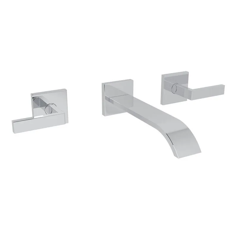 Rohl WA751L-APC/TO-2 Wave Wall Mount Lavatory Faucet in Polished Chrome