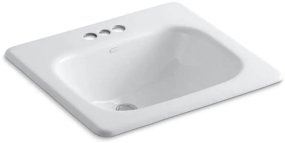 KOHLER 2895-4-0 Tahoe 21 x 19 in. Rectangular Drop-in Bathroom Sink in White