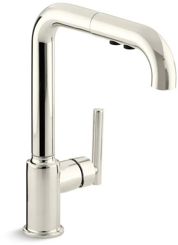 KOHLER 7505-SN Purist Single Handle Pull Out Kitchen Faucet in Vibrant Polished Nickel