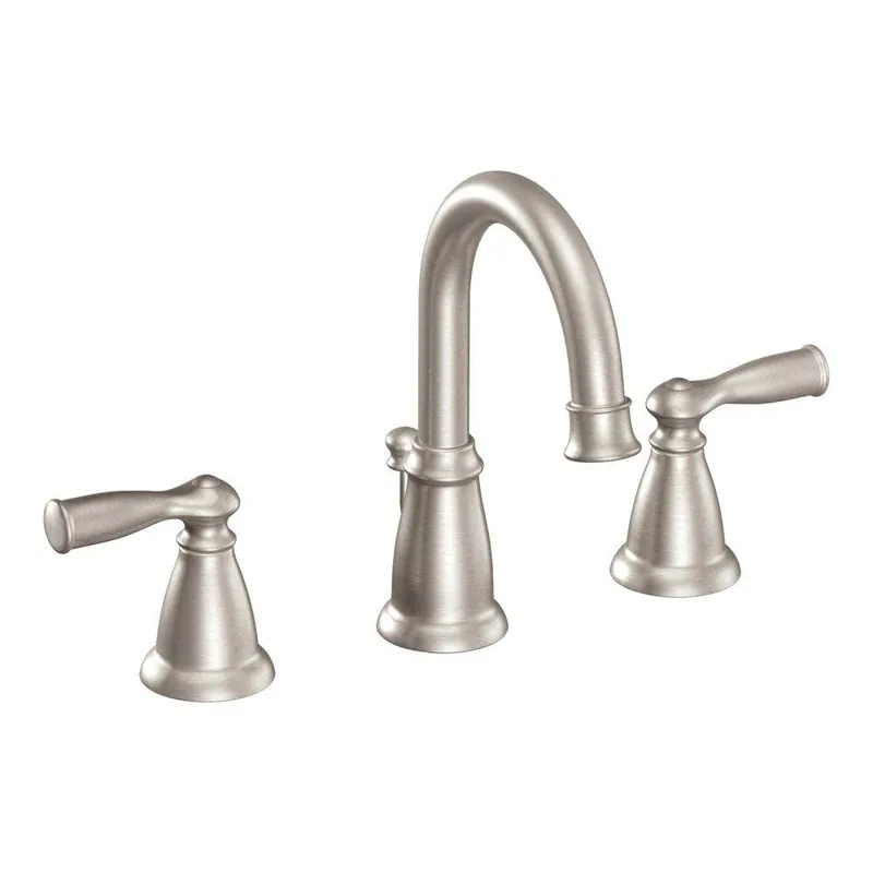 Moen WS84924SRN Banbury Two Handle Widespread Bathroom Sink Faucet in Spot Resist Brushed Nickel