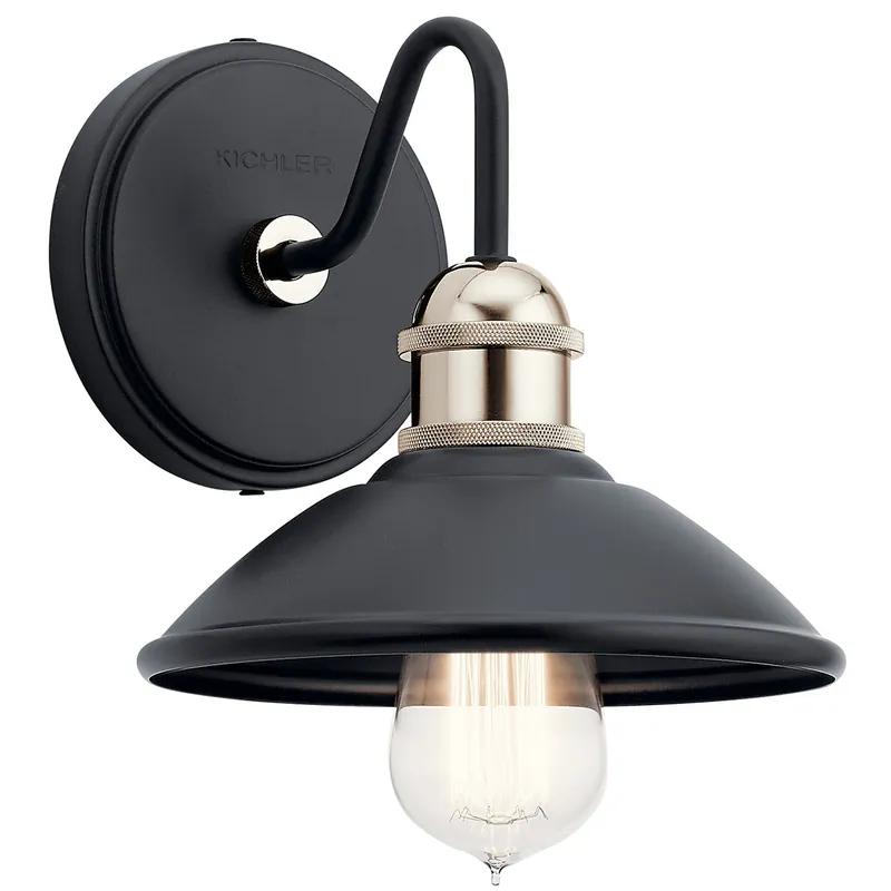 Kichler 45943BK Clyde 1-Light Wall Sconce 75W A19
