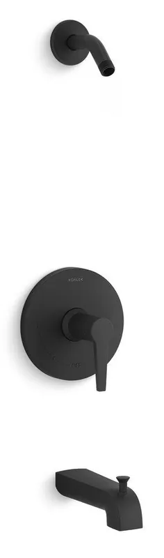 KOHLER TLS97074-4-BL Pitch Single Handle Bathtub & Shower Faucet in Matte Black Trim Only