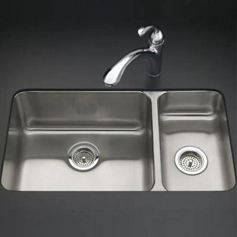 Kohler 3174-NA Undertone 31-1/2 x 18 in. No Hole Stainless Steel Double Bowl Undermount Kitchen Sink