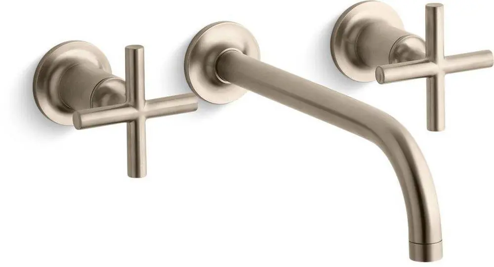 Kohler T14414-3-BV Purist Two Handle Wall Mount Widespread Bathroom Sink Faucet