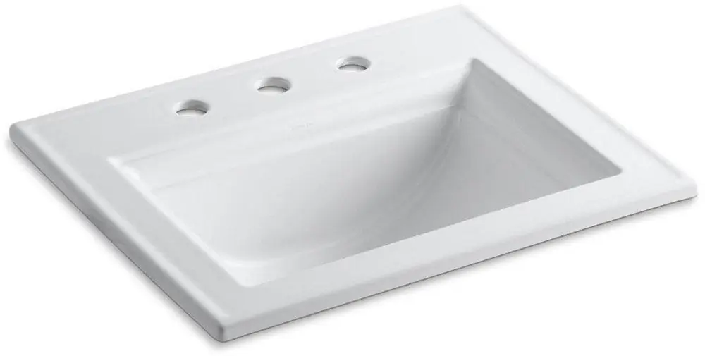 KOHLER 2337-8-0 Memoirs Stately 22-3/4 x 18 Inch Rectangular Drop-in Bathroom Sink
